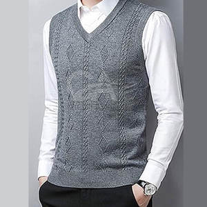 Pull en tricot doux Top Pull sans manches à la mode pour hommes Pull sans manches personnalisé pour hommes avec logo personnalisé - Product Image 2