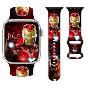 <b>Adjustable</b> Iron Man <b>Bracelet</b> for Apple Watch 45mm/49mm Breathable Silicone Gold with Orange/White/Pink Bands Alloy Charm Band - Product Image 4