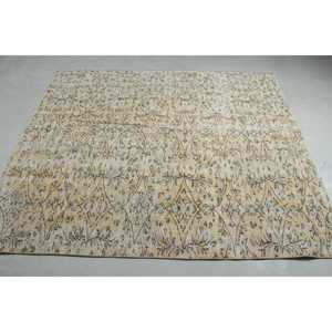 Tapis turc vintage, tapis de sol 5,4x6,3 pieds, tapis en laine jaune et noir à pois - Product Image 3