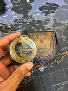 À mon fils citation boussole en laiton nautique de qualité supérieure avec chaîne en cuir cadeau fait main Antique - Product Image 3