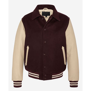 Veste pour hommes 2025 personnalisée avec patch laine brodée manches en cuir épissé Varsity Jacket bomber veste pour hommes - Product Image 6