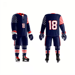 Uniformes unisexes de hockey sur glace avec nom de l'équipe OEM Bon prix pour les vêtements de sport pour adultes disponibles en ensembles uniformes imprimés de hockey sur glace - Product Image 2