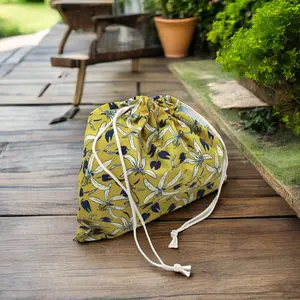 Sinh thái thân thiện tái chế bông túi quà tặng đôi dây rút dệt Pouch với in hoa cotton hữu cơ 10-miếng gói túi