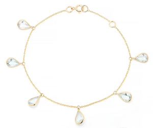 Produit le plus vendu Bracelet à breloques en aigue-marine en forme de poire naturelle, chaîne à maillons en or jaune 18k, Bracelets réglables, bijoux pour femmes - Product Image 3