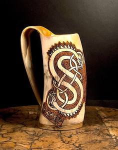 Taza de cuerno para beber de alta calidad, taza africana de cerveza con diseño de Grabado de la India - Product Image 4