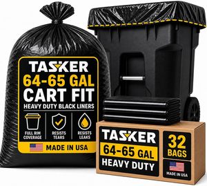 Sacs poubelles extra-larges Tasker de 65 gallons, 32 unités avec attaches, pour poubelles extérieures et déchets de jardin - Product Image 5