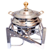 Ensemble de deux réchauds ronds de luxe design pour mariage et événements, chauffe-plats en métal pour buffet