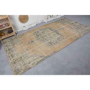 พรมวินเทจขนาด 4.7x9.3 ฟุต พรมตุรกีขนาดใหญ่ พรมขนสัตว์ลายดอกไม้สีเบจฟ้า - Product Image 2