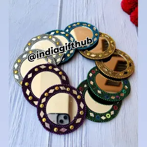 Exquisite Handcrafted Single-Sided Decorative Hand Mirror Traditional Charm Intricate Beadwork Accents Beautifully Embellished - Product Image 2