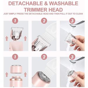 Depiladora Corporal Recargable USB Rosa para Mujer, para Piernas, Brazos, Axilas y Área Púbica, Resistente al Agua y Fácil de Limpiar - Product Image 2