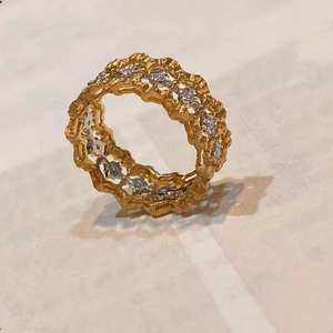 Solide 14k or jaune naturel véritable diamant Vintage bague de mariage bague de fiançailles concepteur pleine éternité bague de bande bijoux fins - Product Image 2