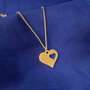Luxury Inspired Golden Heart <b>Fine</b> <b>Necklace</b> with Stylish Pendant and Brilliant Link <b>Chain</b> - Product Image 5