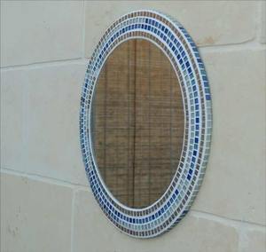 Nueva llegada moderno antiguo hecho a mano mosaico Marco de espejo de madera forma personalizada para la pared decoración de la sala de estar precio al por mayor India - Product Image 1