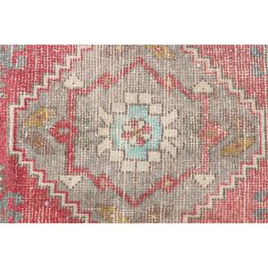1.6x3.2 ft Vintage Rug, <b>Red</b> Check Turkish <b>Wool</b> Rug - Product Image 4