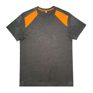 T-shirt pour homme, vêtements pour homme, prix de gros, 100% coton, uni, noir et orange - Product Image 1