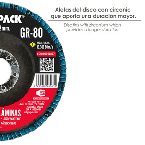 Disco Abrasivo Circon Inox Lamina - Plus 115x22 mm. Grano 80 - Product Image 4
