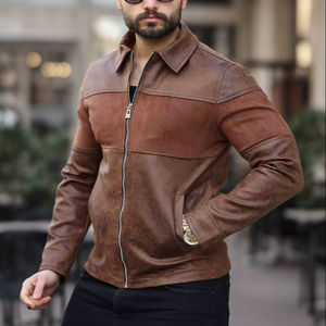 Vêtements d'extérieur décontractés à manches longues zippés kaki d'hiver pour hommes veste Streetwear à col en velours côtelé avec décoration à boutons tissu chaud - Product Image 1