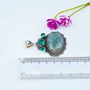 Pendentif en apatite bleu néon, argent sterling 925, bijoux en pierres précieuses faits à la main, collier, cadeau de guérison pour femmes - Product Image 6