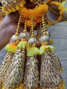 Indian Cone Shape Strings With Tassels Wall Decor Rajasthani Decorative Hanging Garland For Haldi Sangeet Ceremony Housewarming - Product Image 4