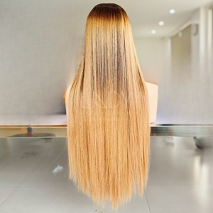 Perruques couleur blonde droite en os cheveux humains dentelle frontale cheveux vietnamiens pour femmes noires - Product Image 1