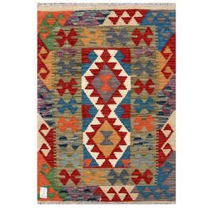 Alfombra Kilim de Maimana, Afganistán, 109 x 75 cm, Producto para Colgar en la Pared - Product Image 1
