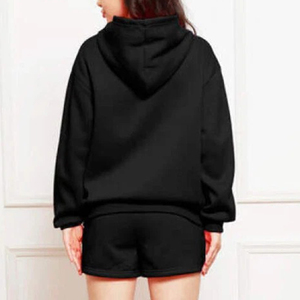 Mode OEM Survêtement 2 pièces pour femmes, ensemble short et sweat à capuche personnalisé à taille élastique et manches longues avec fermeture éclair - Product Image 6