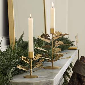 Portavelas Cónico de Hierro con Diseño Botánico Dorado, Decoración de Mesa Hecha a Mano, Ecológica, Moderna, Decoración Navideña Festiva para el Hogar - Product Image 3