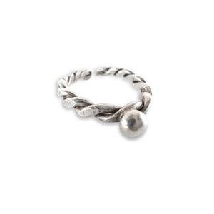 Anello d'argento a spirale con dettagli a sfera - Product Image 2