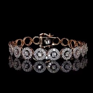 Pulsera de tenis de moissanita cultivada en laboratorio redondo para hombres y mujeres 5,50 Ctw corte redondo elegante pulsera de diamantes Halo - Product Image 3