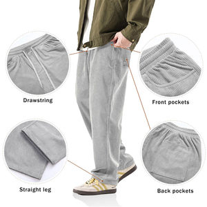 กางเกงผ้าฝ้ายเฮฟวี่เวทสำหรับผู้ชายกางเกงทรงหลวมขากว้างแบบลำลองออกแบบได้ตามต้องการ - Product Image 3