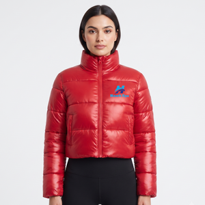 Bubble Puffer Winter Warm Hooded <b>Jacket</b> Women Fashion <b>Cropped</b> Coats Long Sleeve Outerwear Zipper Casual Parkas Padded Coat - Product Image 5