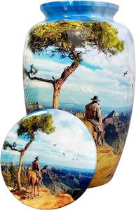 โกศบรรจุอัฐิรูปคาวบอยขี่ม้า แบบสั่งทำพิเศษ พร้อมถุงกำมะหยี่เข้าชุด ความจุ 200 คิวบิกอินช์ - Product Image 5