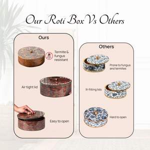 Caja para Chapati, Recipiente de Madera para Guardar Pan Plano con Tapa, Caja para Pan Plano con Tapa de Acero Inoxidable (Color Dorado) - Product Image 5