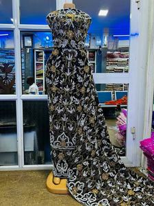 High Quality Eco-Friendly Plus Size Lightweight African George Wrapper <b>Beaded</b> <b>Fringes</b> Embroidered Blouse Fabric Made Polyester - Product Image 3