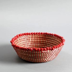 Cesta de pan ovalada de mimbre de junco marino plegable y sostenible, bandeja de almacenamiento artesanal tejida a mano con borde de cuentas, organizador para el hogar para sala de estar - Product Image 6