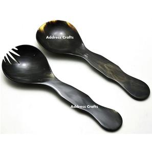 Ensemble de cuillères à salade en corne naturelle de style nordique, ustensiles de cuisine écologiques personnalisés, cadeaux fantaisie, vente en gros pour l'emménagement - Product Image 1