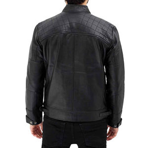 Blouson en cuir pour homme personnalisé 2025, toile de haute qualité, imperméable, chaud, tendance, logo frontal, écologique, col roulé, pas cher - Product Image 5