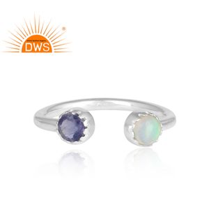 Latest Multi Design Sterling <b>Silver</b> <b>Rings</b> Natural Iolite & Ethiopian <b>Opal</b> Gemstone Unique Jewelry Manufacturer - Product Image 2