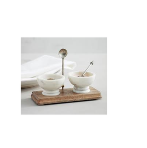 Bol à sel et à poivre en marbre, support à sel et à poivre avec support en bois, bol à sel pour taille personnalisée Offre Spéciale - Product Image 1