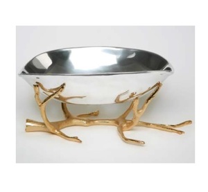 Cuenco de Madera y Metal con Diseño de Manos de Esqueleto, Soporte de Asta de Ciervo Metálico, Diseño Moderno, Vajilla Decorativa, Cuenco de Madera para Servir Fruta - Product Image 3