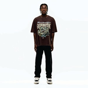 Venta al por mayor de moda Vintage lavado camiseta personalizada gráfica Streetwear hombres de gran tamaño de alta calidad Camiseta de algodón - Product Image 2