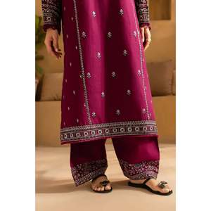 BATIK-2PC Women's Bohemian Style Spring/Summer <b>Linen</b>/Cotton Breathable Lawn Embroidered Sequin Shirt and Trouser <b>Set</b>-BIC-225 - Product Image 3