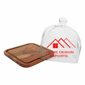 <b>Glass</b> <b>Dome</b> Wooden <b>Cake</b> Stand for Home Party Decorations Unique 2025 New Design Wooden Table Top <b>cake</b> Stands - Product Image 3