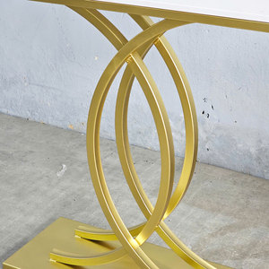 Contemporary Mirrored <b>Console</b> <b>Table</b> with Stone Top and Iron Frame <b>for</b> <b>Entry</b> Villa Living Room - Product Image 4
