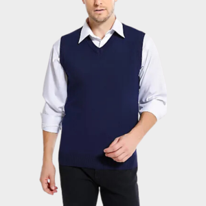 Haute qualité Slim Fit hommes pull gilet col en V tricot sans manches chandails décontractés ODM approvisionnement - Product Image 2