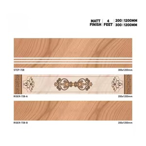 Vistaar Matt Finish <b>Printed</b> Marble Step 1200x300mm Riser 1200x200mm Porcelain Brown Stair Tiles - Product Image 2