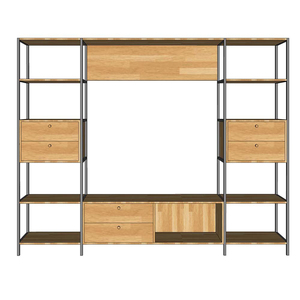 Soporte para TV KTV68093 con Estantería Integrada, Estilo Lujoso y Minimalista, Superficie de Madera de Pino y Estructura de Hierro para Mueble de TV - Product Image 3