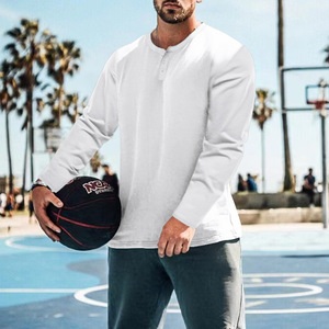 Chemise décontractée en polyester pour hommes t-shirt à manches longues pour hommes hauts pour hommes t-shirt uni pour hommes - Product Image 2