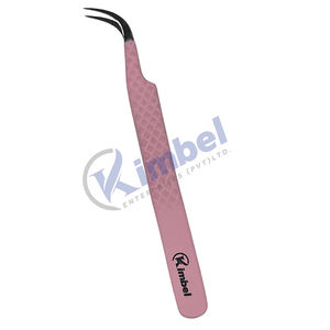 Professional Pink Stainless Steel Diamond Grip Volume Lash <b>Tweezers</b> Pointed Tip Eyelash Extensions Tool - Product Image 3