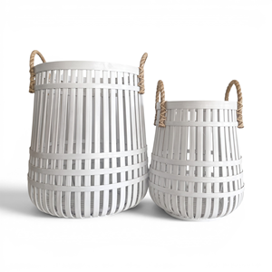 Panier à linge en bambou - Panier de rangement naturel pour chambre à coucher, salle de bain, chambre d'enfant - Product Image 2